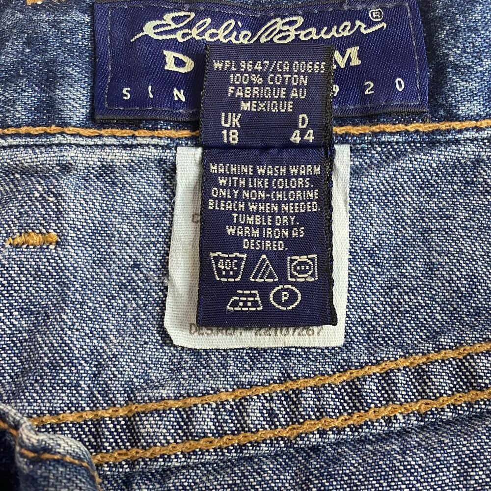 Vintage 90s Eddie Bauer Womens 14 Denim Bermuda Shorts Blue High Rise Mom Jean - Picture 4 of 13